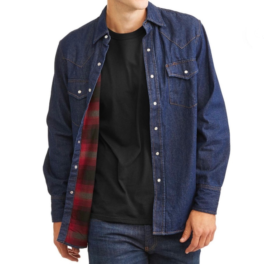 Tres Bien Denim Flannel Lined Shirt Jacket Sz L